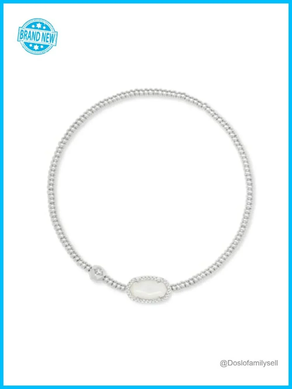 Rhodium Over Brass Mother of Pearl Stretch Bracelet Fashion Jewelry